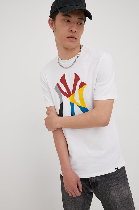 47 brand t-shirt bawełniany MLB New York Yankees biały BB017TEMECH549837WW