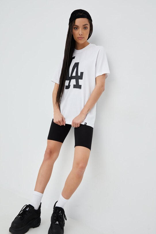 Бавовняна футболка 47 brand Mlb Los Angeles Dodgers BB012TEMIME557555WW білий SS22