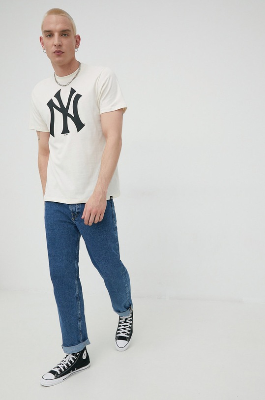 Odzież 47 brand t-shirt bawełniany MLB New York Yankees BB017TEMIME544104CL beżowy