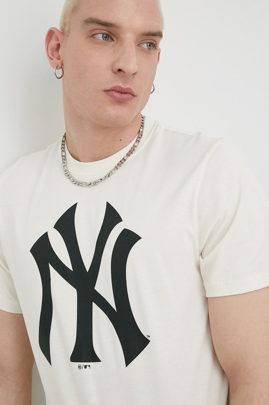 47 brand t-shirt bawełniany MLB New York Yankees BB017TEMIME544104CL beżowy