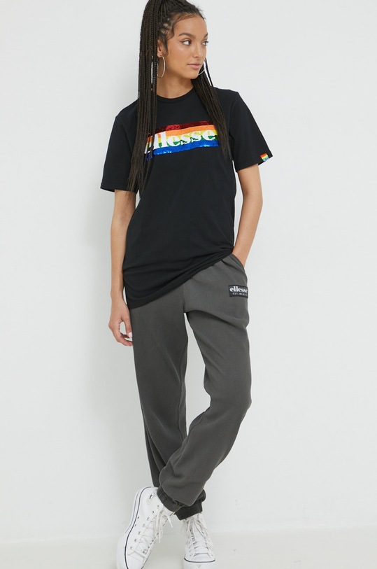 Odzież Ellesse t-shirt bawełniany Rainbow pack SHN15709 czarny