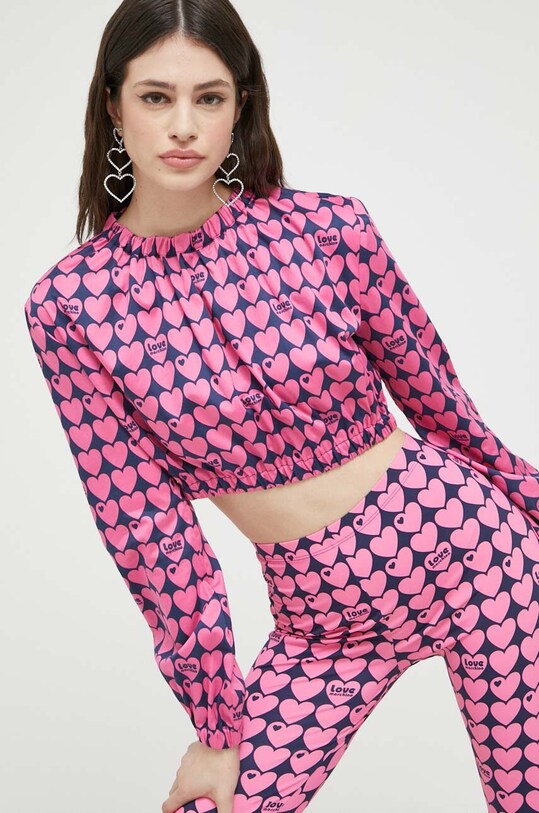 Love Moschino bluza cu modele roz W.C.E70.00.S.3957