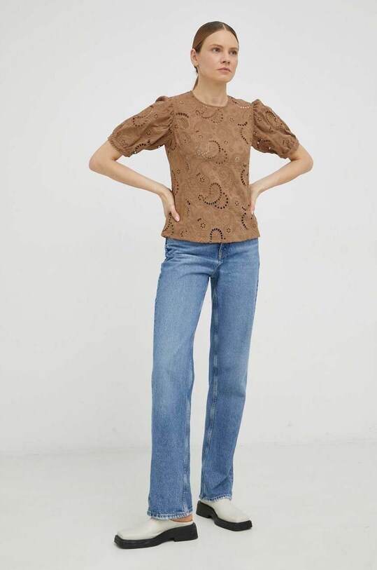 Bavlnená blúzka Herskind 4661831 hnedá SS23