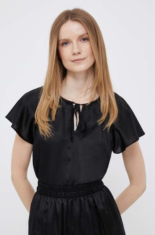 Блузка з домішкою шовку Dkny casual чорний P3AA5R88