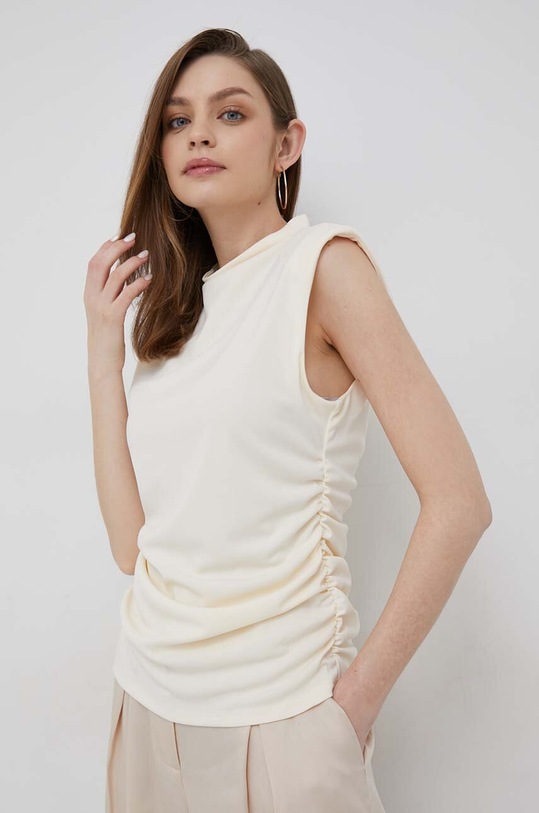 Dkny bluzka z elastanem beżowy P3AH7QKR