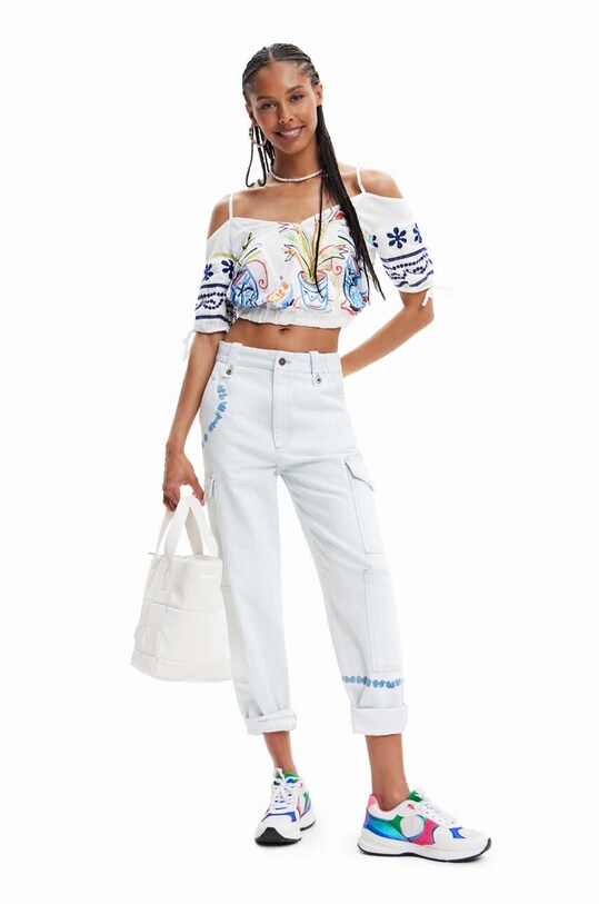 Desigual bluzka bawełniana biały 23SWBW22