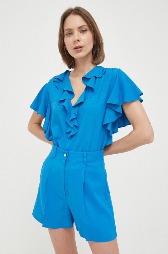 Pinko bluzka z domieszką jedwabiu casual niebieski 100975.A01P