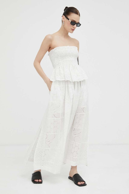 Herskind top din bumbac uni alb 4744929