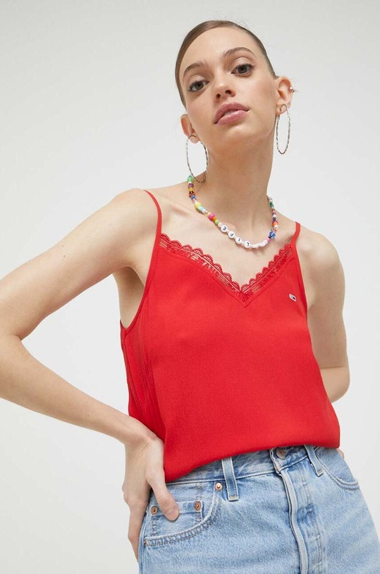 Tommy Jeans top regular czerwony DW0DW15198.PPYX