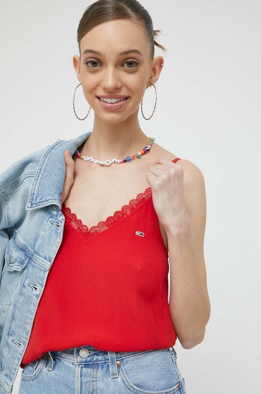 Tommy Jeans top czerwony DW0DW15198.PPYX