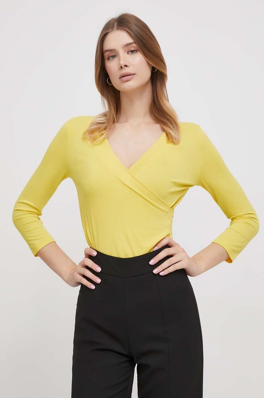 Lauren Ralph Lauren bluzka z elastanem żółty 200831571