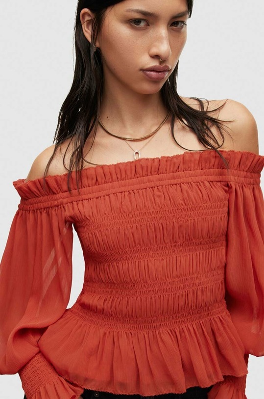 AllSaints bluzka LARA TOP WM147W czerwony SS23