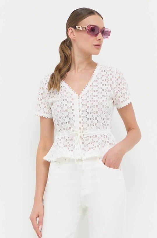 Majica Morgan Brez vzorca bela DATE.OFF.WHITE