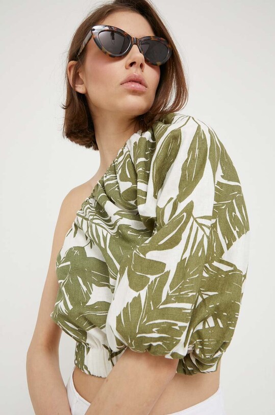 Abercrombie & Fitch bluza din in cu modele verde KI140.3297.366
