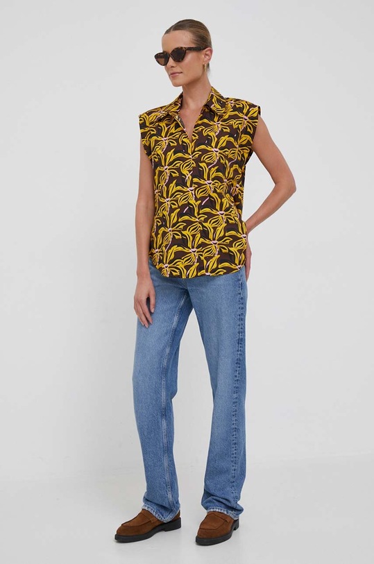 Bavlnená blúzka United Colors of Benetton 5P60DQ06Q.89U žltá SS23