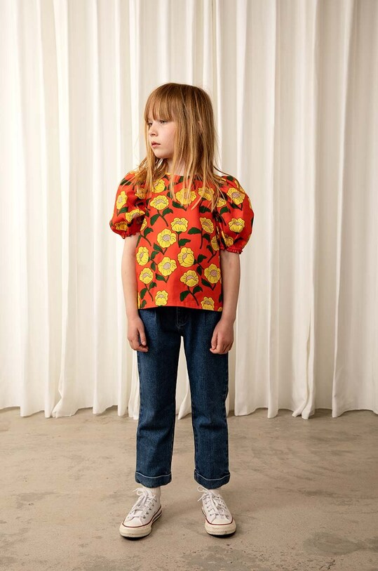 Mini Rodini bluza de bumbac pentru copii flori portocaliu 2322011326