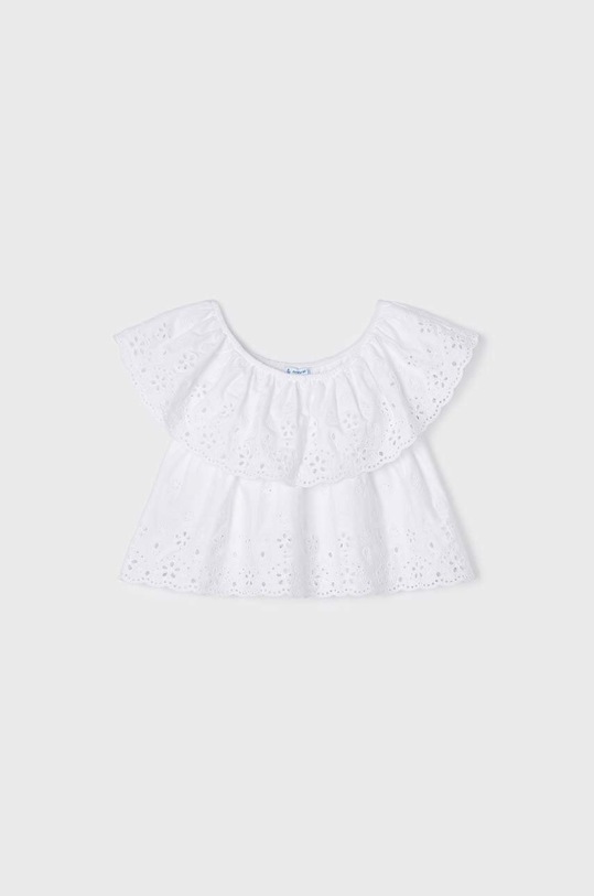 Fete Mayoral bluza de bumbac pentru copii 3145.6H.MINI alb