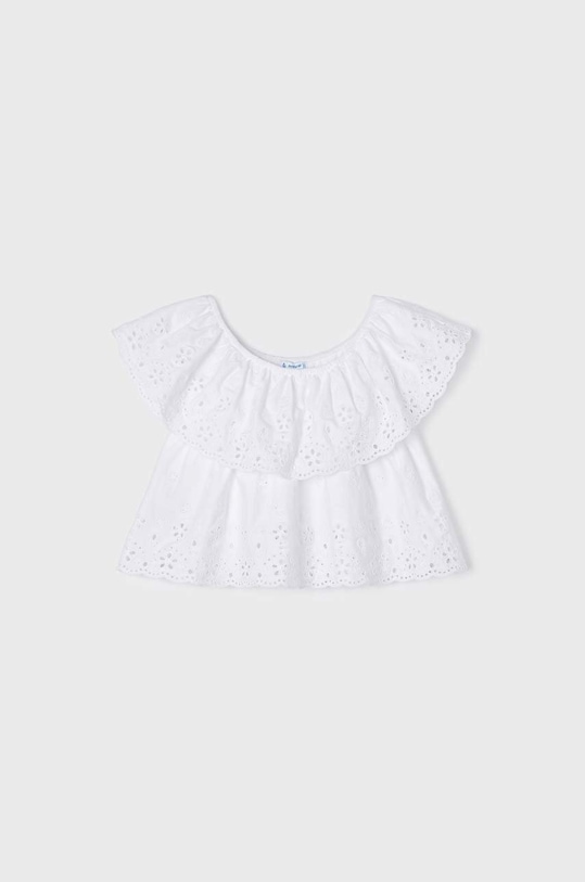 Dziewczynka Mayoral bluzka bawełniana dziecięca 3145.6H.MINI biały