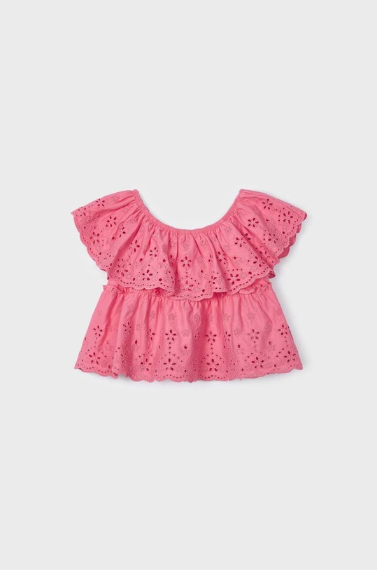 Detská bavlnená blúzka Mayoral 3145.6H.MINI ružová SS23