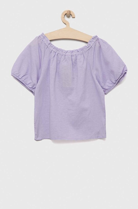 Дитяча льняна блузка United Colors of Benetton 5OK4CQ01H.G.SEASONAL фіолетовий SS23