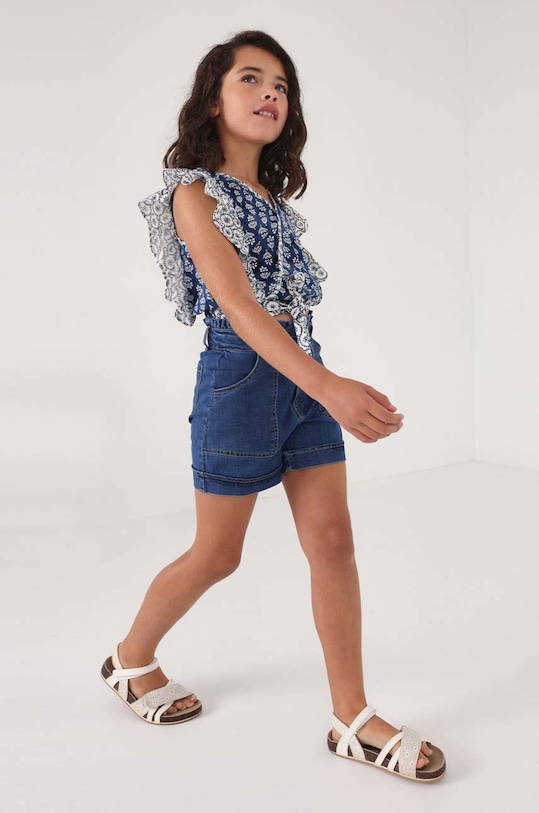 Dziewczynka Mayoral bluzka bawełniana dziecięca 6196.8E.JUNIOR niebieski