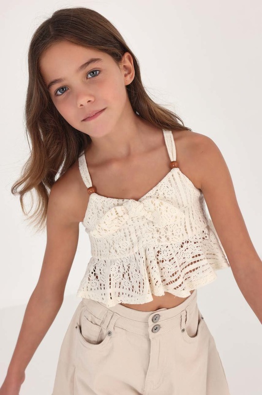 Dětská halenka Mayoral bez rukávů béžová 6088.8F.JUNIOR