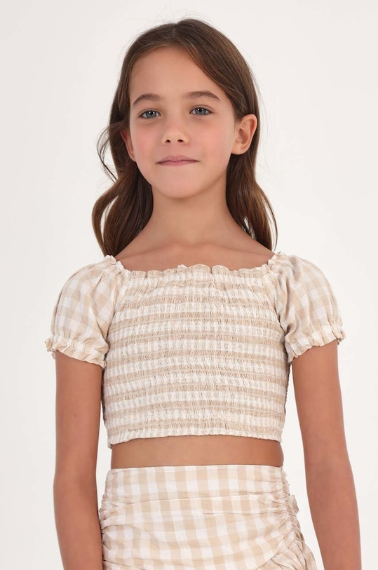 Παιδική βαμβακερή μπλούζα Mayoral 6198.8G.JUNIOR μπεζ SS23