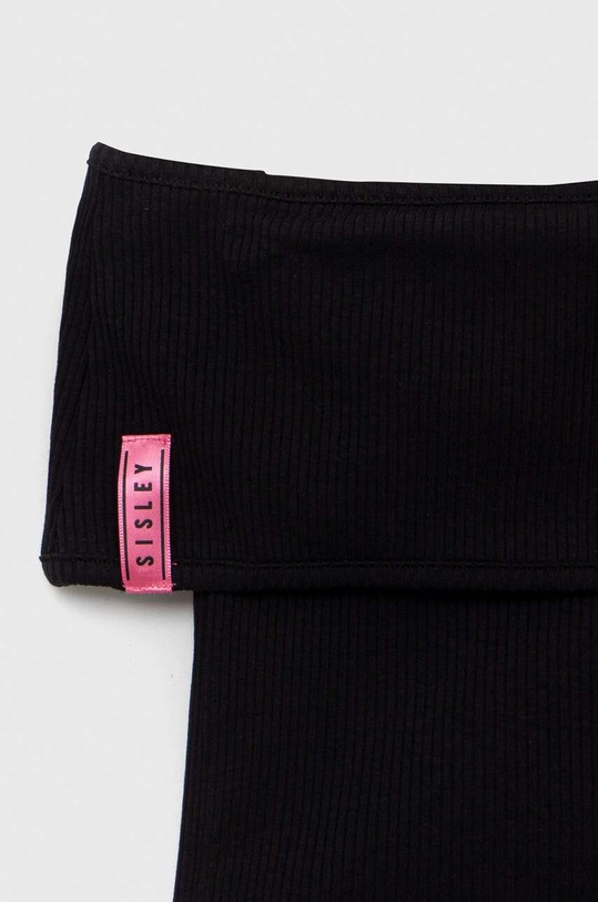 Sisley tricou copii negru 3F7EX4002.G.SEASONAL