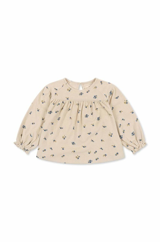Konges Sløjd bluza din bumbac pentru bebelusi cu modele bej KS4681