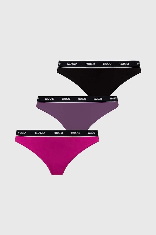 HUGO stringi 3-pack dzianina różowy 50480150