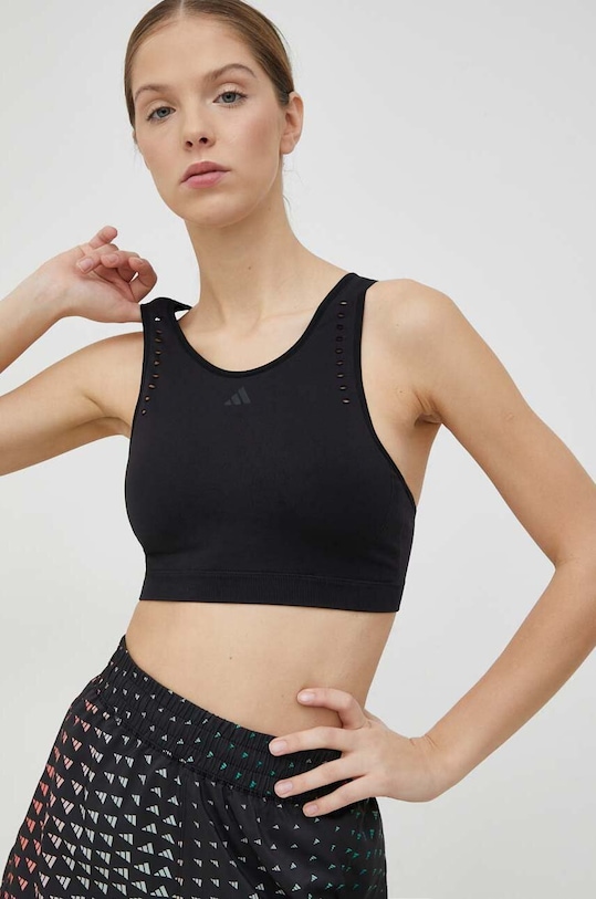 Jógová podprsenka adidas Performance Aeroknit jemně vyztužené černá HS7241