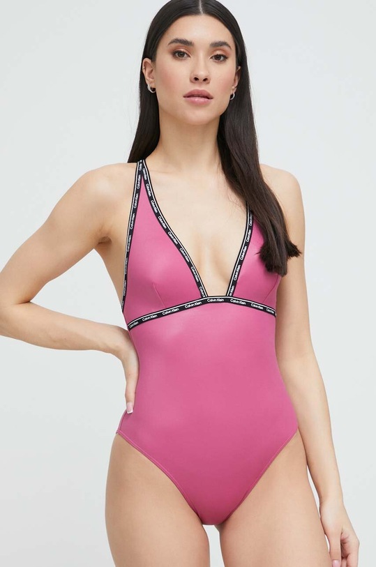 Odzież Calvin Klein jednoczęściowy strój kąpielowy KW0KW02075.PPYX fioletowy