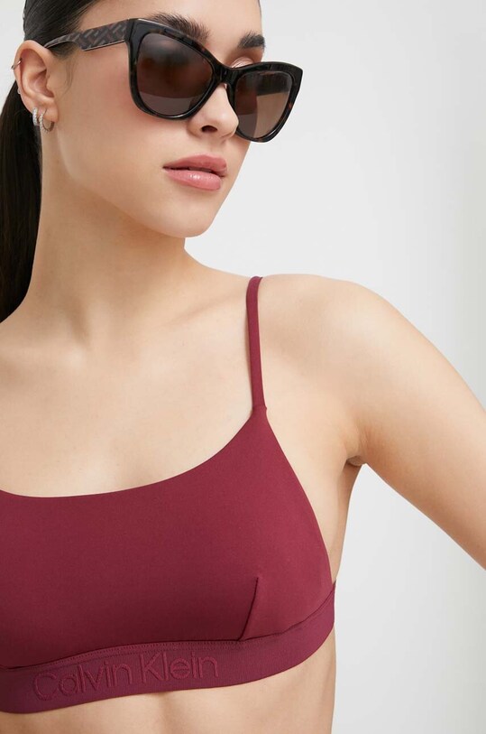 Bikini top Calvin Klein χωρίς μεταλλικές μπανέλες μπορντό KW0KW02030.PPYX