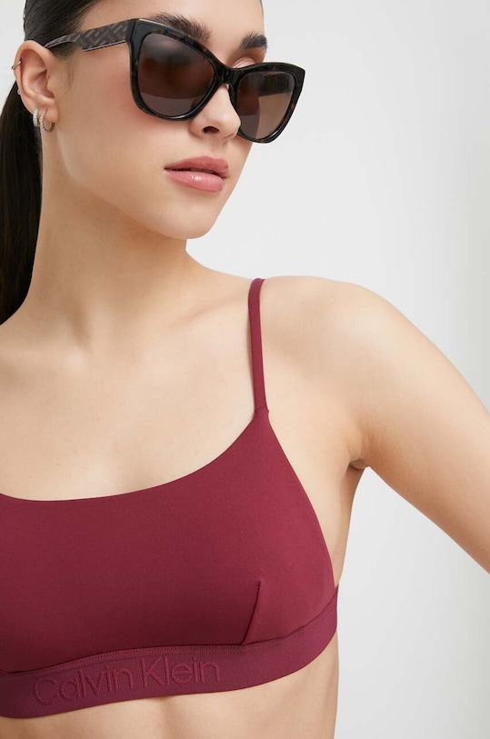 Kupaći grudnjak Calvin Klein gornji dijelovi bordo KW0KW02030.PPYX