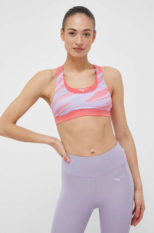 Športová podprsenka Mizuno Alpha Graphic bez kostíc ružová J2GAA212