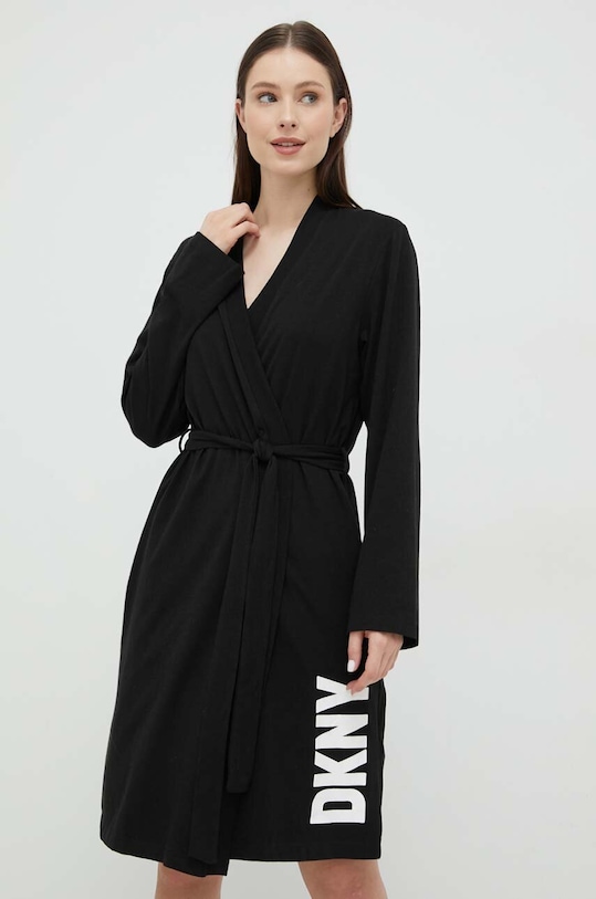 Dkny szlafrok nadruk czarny YI2122635