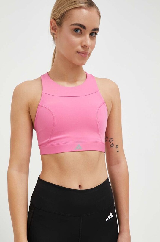 Αθλητικό σουτιέν adidas Performance χωρίς μεταλλικές μπανέλες ροζ HR9657