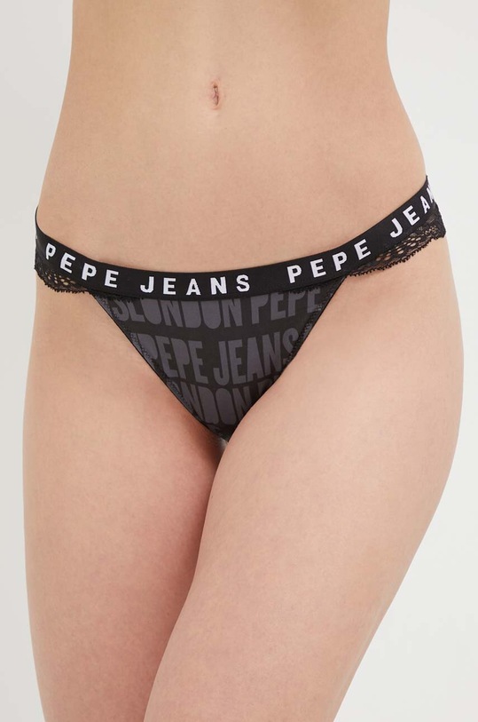 Στρινγκ Pepe Jeans πλεκτό ύφασμα μαύρο PLU10948.999