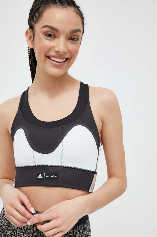 Αθλητικό σουτιέν adidas Performance Marimekko χωρίς μεταλλικές μπανέλες μαύρο HR8171