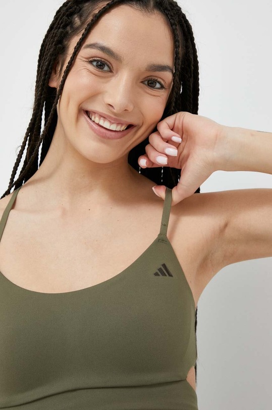 adidas Performance biustonosz do jogi zielony HY1106