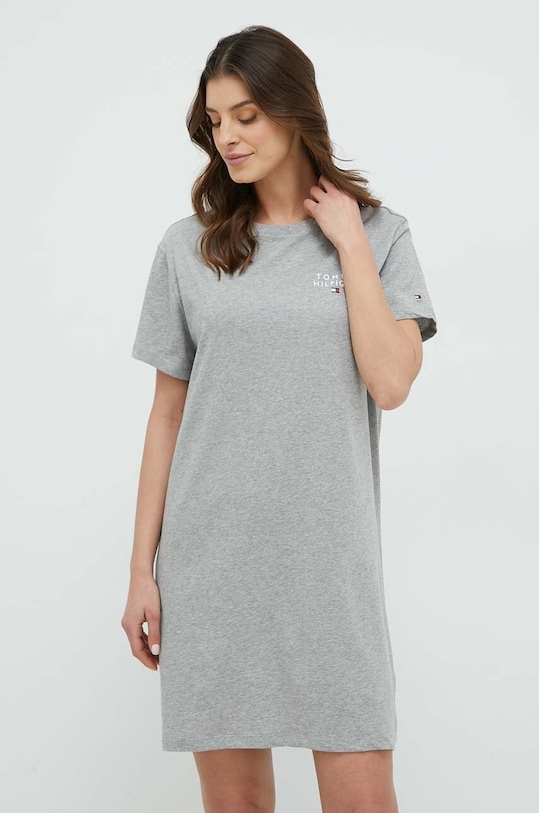 Tommy Hilfiger koszula nocna bawełniana nadruk szary UW0UW04526.PPYX