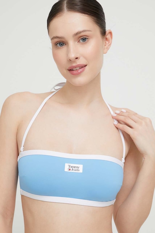 Bikini top Tommy Jeans με μεταλλικές μπανέλες μπλε UW0UW04083.PPYX