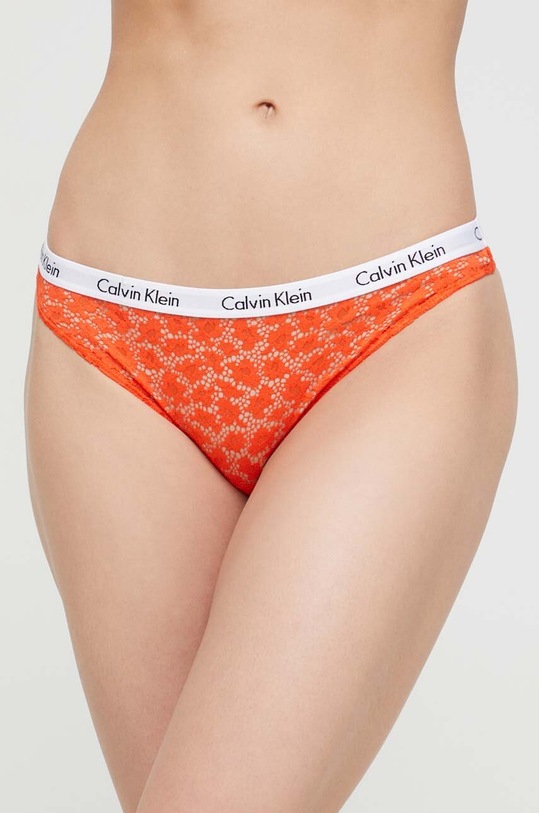 Kalhotky brazilky Calvin Klein Underwear jemný vzor oranžová 000QD3859E.PPYX