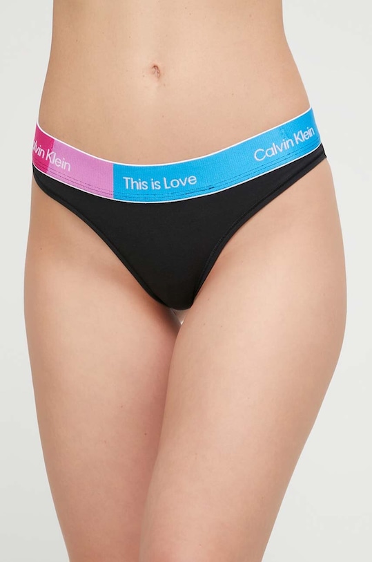 Calvin Klein Underwear stringi dzianina czarny 000QF7255E.PPYX