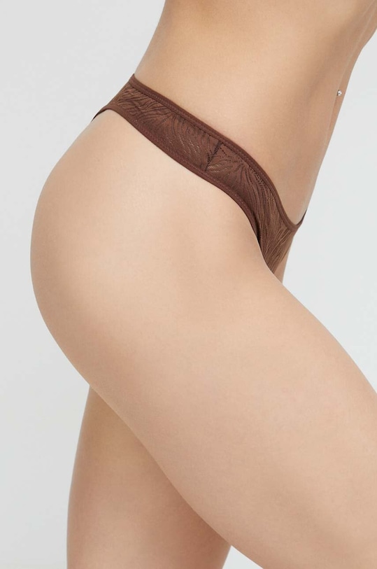 Calvin Klein Underwear stringi 000QF6878E.PPYX brązowy AW23