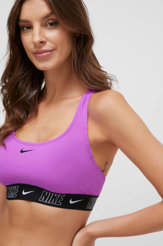 Nike biustonosz kąpielowy Logo Tape fioletowy NESSD188