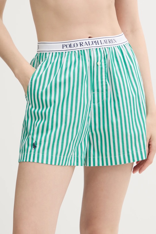 Bombažne pižama kratke hlače Polo Ralph Lauren zelena 4P7015