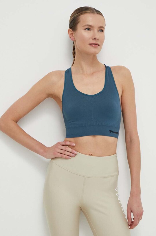 Hummel biustonosz sportowy hmlTIF SEAMLESS SPORTS TOP turkusowy 210490