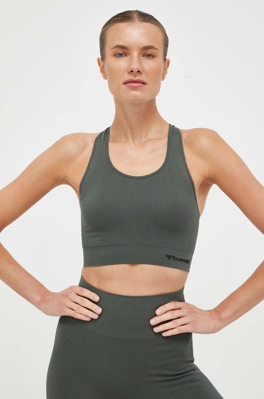 Hummel biustonosz sportowy hmlTIF SEAMLESS SPORTS TOP miękka zielony 210490