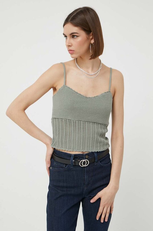 Abercrombie & Fitch top bawełniany zielony KI150.3208.911
